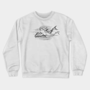 Hand Drawn Mermaid & Dolphin Pencil Crewneck Sweatshirt